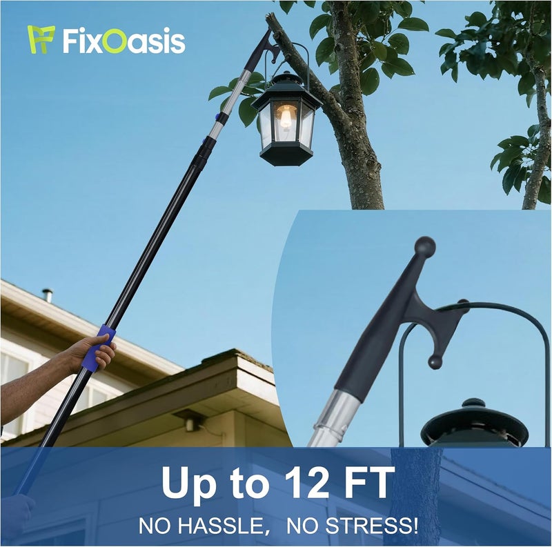 FixOasis 【Upgrade Anti Rotation】5-16 Ft Telescopic Christmas Light Extension Pole,Christmas Light Installation Tools,Christmas Light Extension Pole For Multi-Purpose Light Installation,String Lights,Birdfeeder - Image 3